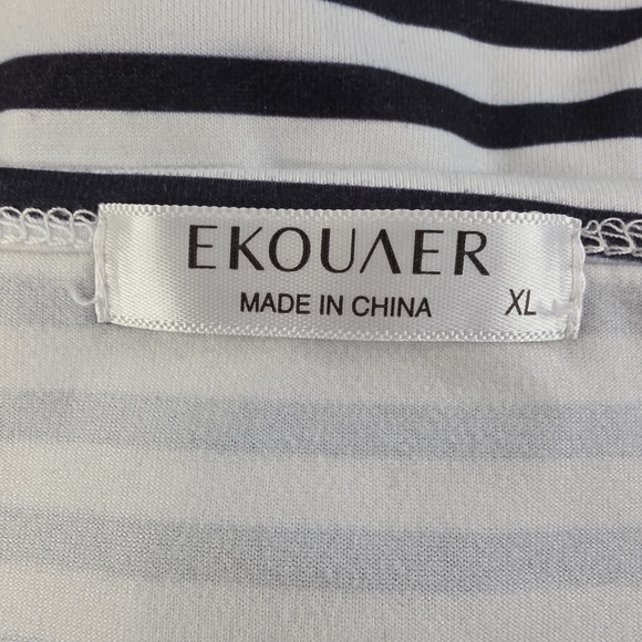 Ekouaer XL Striped Black White Breastfeeding Friendly Dress BM-2004 - Picture 5 of 9